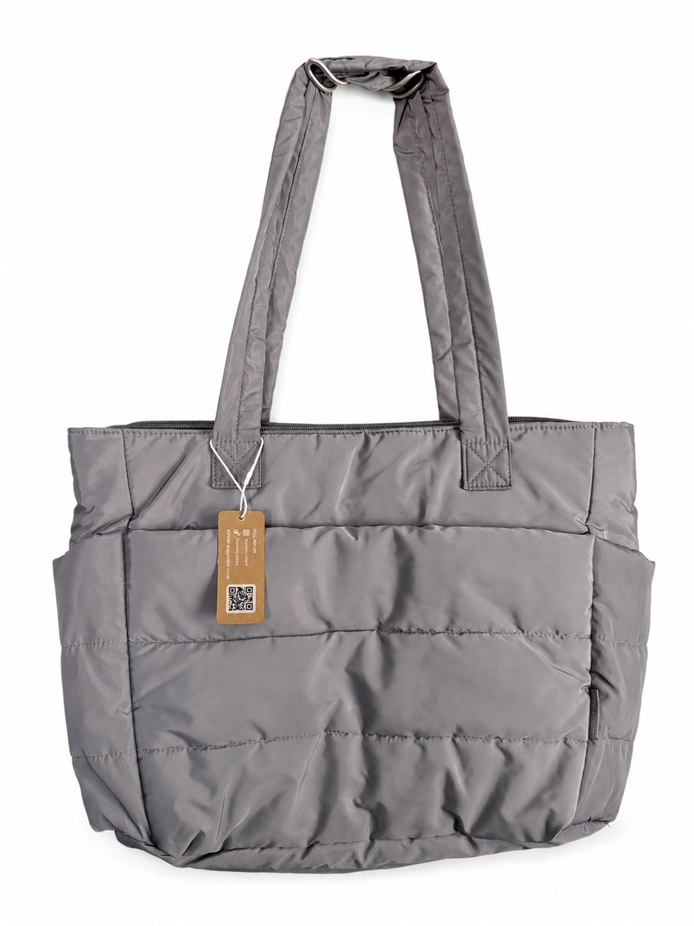 Padded Gray Quilted Tote Bag 15.6 laptop